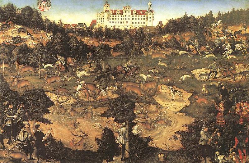CRANACH, Lucas the Elder Hunt in Honour of Charles V at the Castle of Torgau ghj china oil painting image